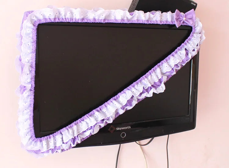 24-48INCHES TV Dust Cover Computer Monitor Protection Stick Wall-Mounted Desktop Curved Screen Soft Fabric Craft