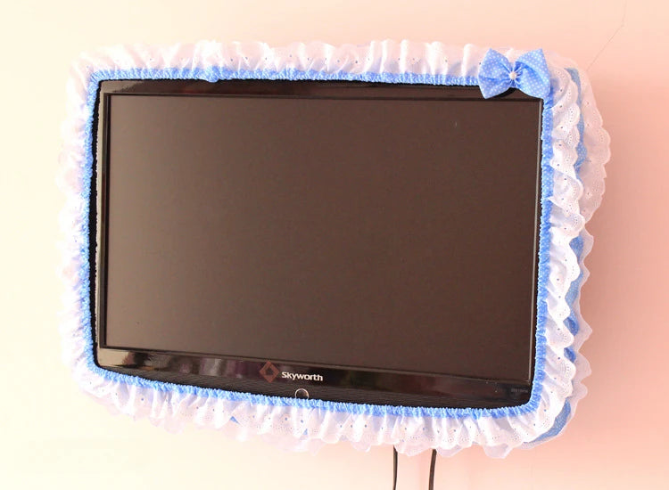 24-48INCHES Fabric TV Circle Power on Without Taking Out Dust Cover Monitor Screen Home Decorations Dust Cover with Elastic