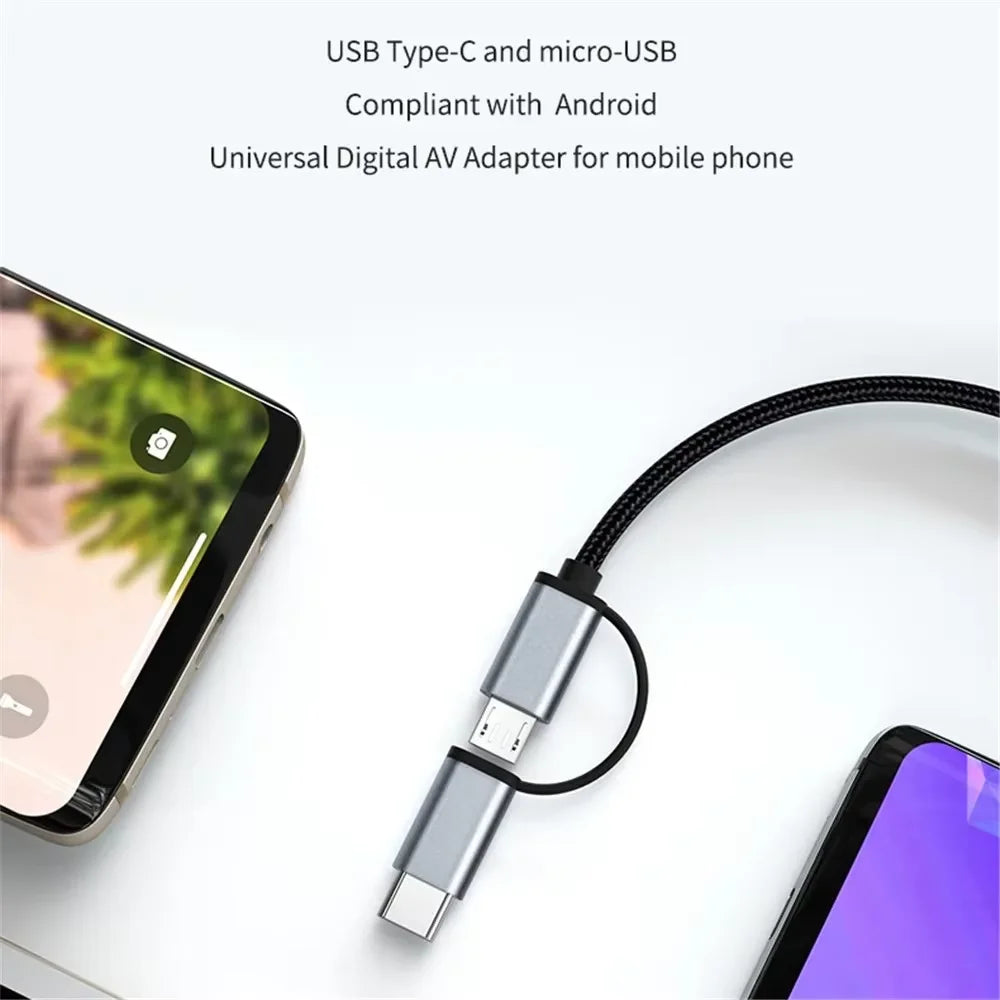 LD39 Wire HD Type C/Micro USB to HDMI-Compatible Cable Streaming Display TV Stick Dongle for Android Phone Tablet to TV