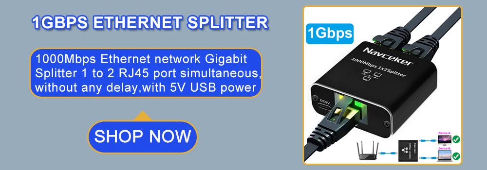 Navceker 4K 60Hz HDMI Extender Splitter 1x4 3D HDMI RJ45 Extender 60m Ethernet Transmission Over CAT5e/6/7 4 Channel 1 Loop Out