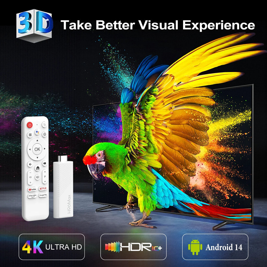 2024 New H96 MAX H313 Mini TV Stick Android 14 Smart TV Box Android14 2GB 16GB 8GB Wifi6 BT 4K HD Google Voice Media Player