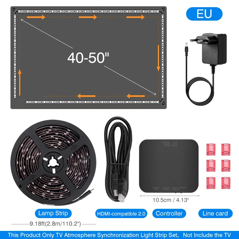 Ambient TV Backlight, TV Backlight LED Sync to Screen, WS2811 Led Strip Lights, One-Key Quick Sync Gaming Light, for 40-85 In TV