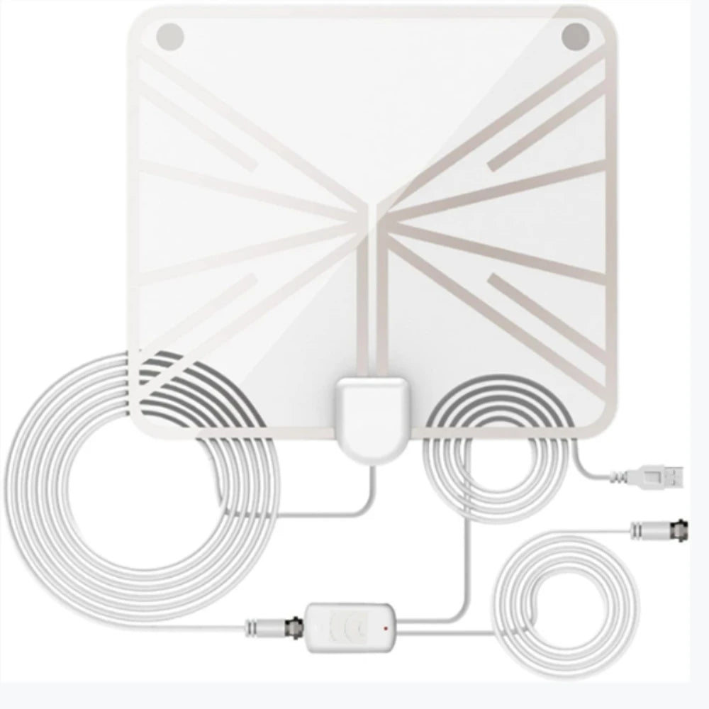 Digital TV Antenna with High Gain, 4K DTV Box Plug EU 5000 Miles Booster, Active Internal Antenna, HD Flat Design