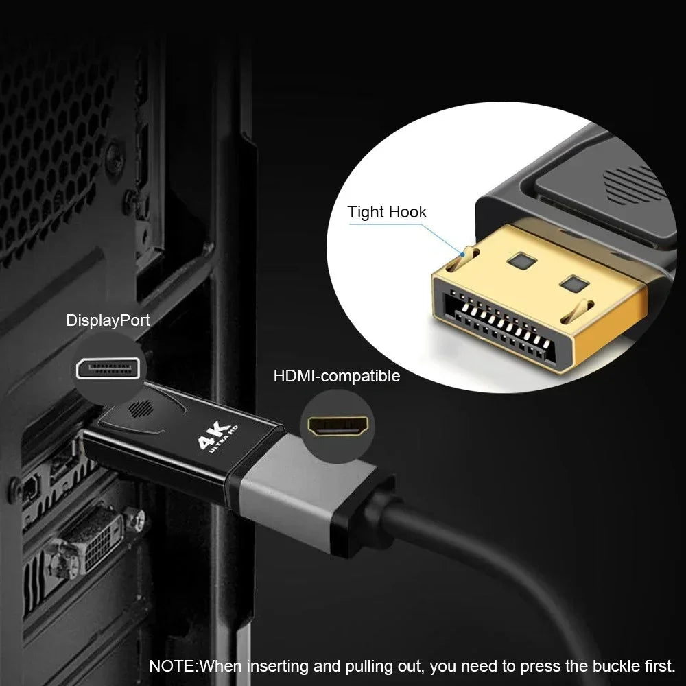 4K 60Hz DisplayPort to HDMI-Compatible HD 1080P Adapter DP Male to Female HDMI-Compatible Video Audio Cable for PC TV Laptop