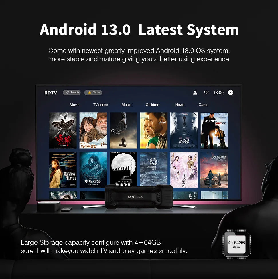Smart TV Stick MX10-K Dual-Core S905L CPU Stick TV WiFi 2.4G 4GB 64GB Android TV Stick Infra Remote control Fire Stick