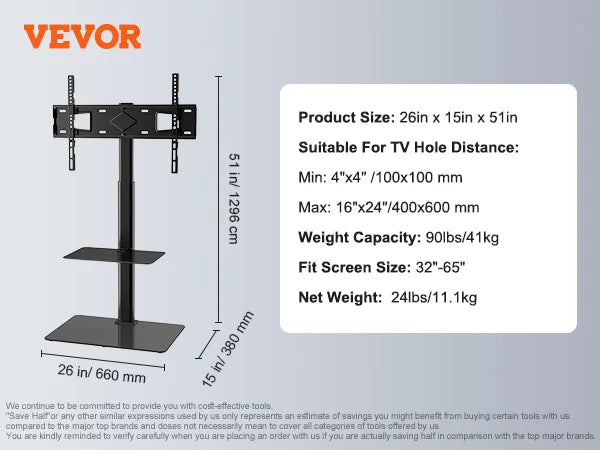 SucceBuy TV Stand Mount Swivel Tall TV Stand for 32-65/70 inch TV Height Adjustable Portable Floor TV Stand Max VESA 600 x 800mm
