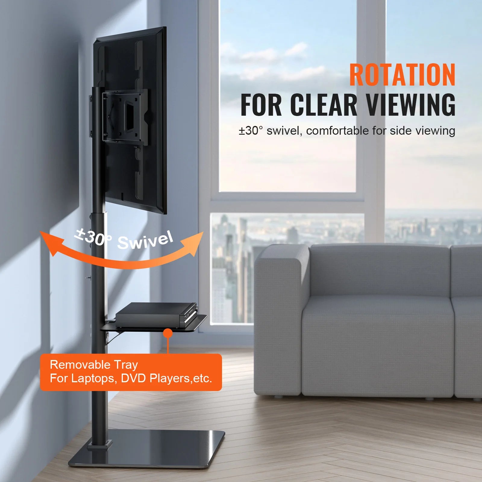 SucceBuy TV Stand Mount Swivel Tall TV Stand for 32-65/70 inch TV Height Adjustable Portable Floor TV Stand Max VESA 600 x 800mm