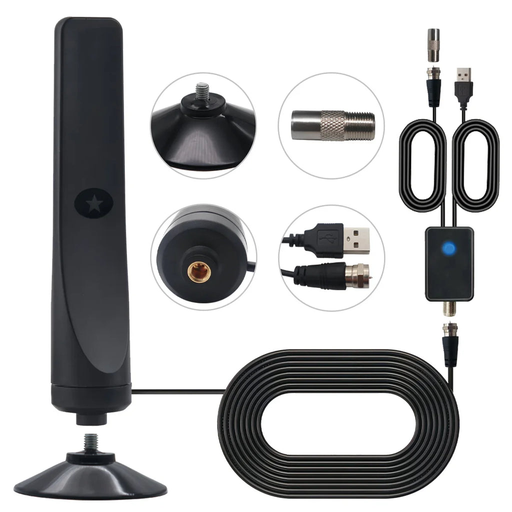 Tv Antenna Signal Booster Suction Cup TV Antenna Plug Universal High Gain Indoor Outdoor Aerial for Smart Tv Digital Tv