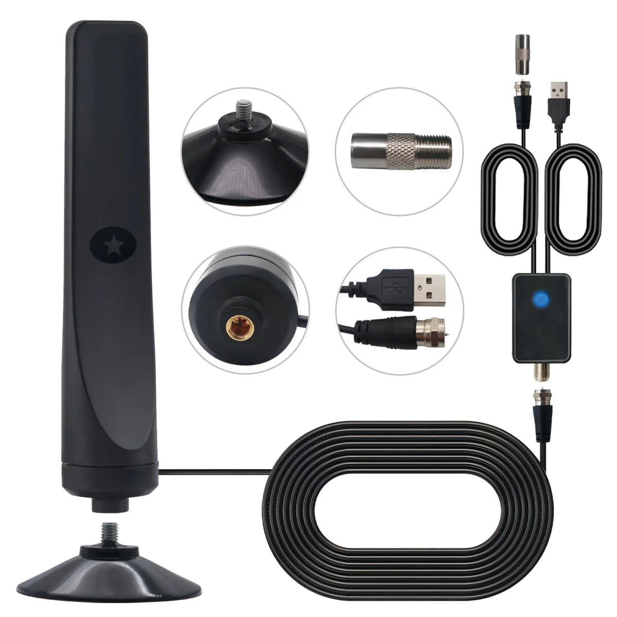 Tv Antenna Signal Booster Suction Cup TV Antenna Plug Universal High Gain Indoor Outdoor Aerial for Smart Tv Digital Tv