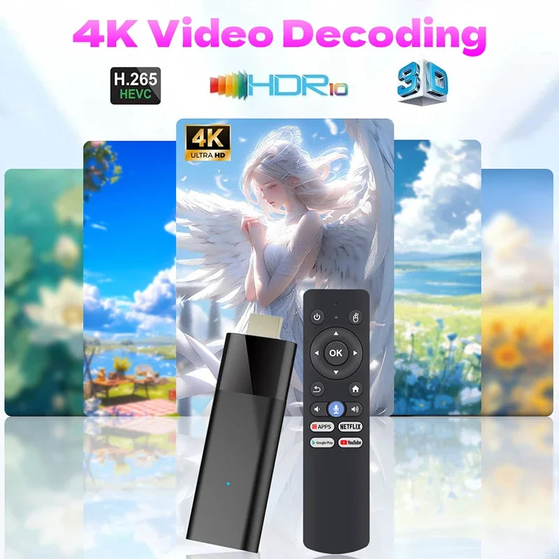Android Tv Stick Janmifly Q6 2.4G/5G Wifi Bluetooth 5.2 Voice Remote Android 10 4K Video Netflix Youtube Fast Streaming Tv Stick