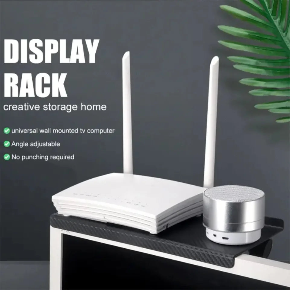 Adjustable Universal TV/Monitor Top Shelf Organizer - Space-Saving Multi-Purpose Rack for Router, Media Box Computer Accessories