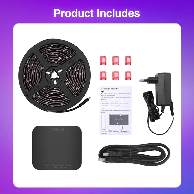 Ambient TV Backlight, TV Backlight LED Sync to Screen, WS2811 Led Strip Lights, One-Key Quick Sync Gaming Light, for 40-85 In TV