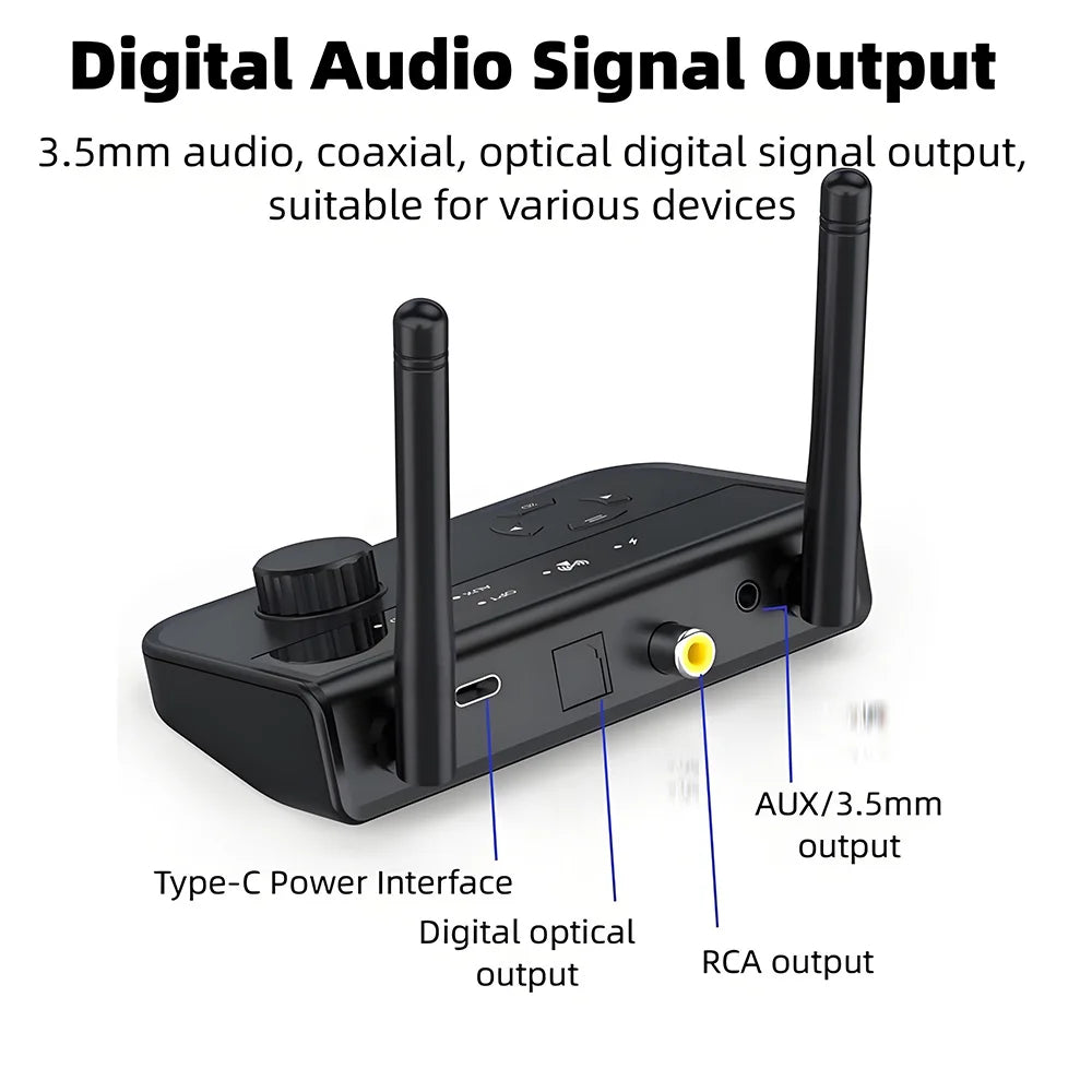Bluetooth 5.3 Audio Transmitter Receiver Wireless Music Adapter Pair 2 Devices BT 5.0 3.5mm Aux Jack RCA For TV Car PC Headphone