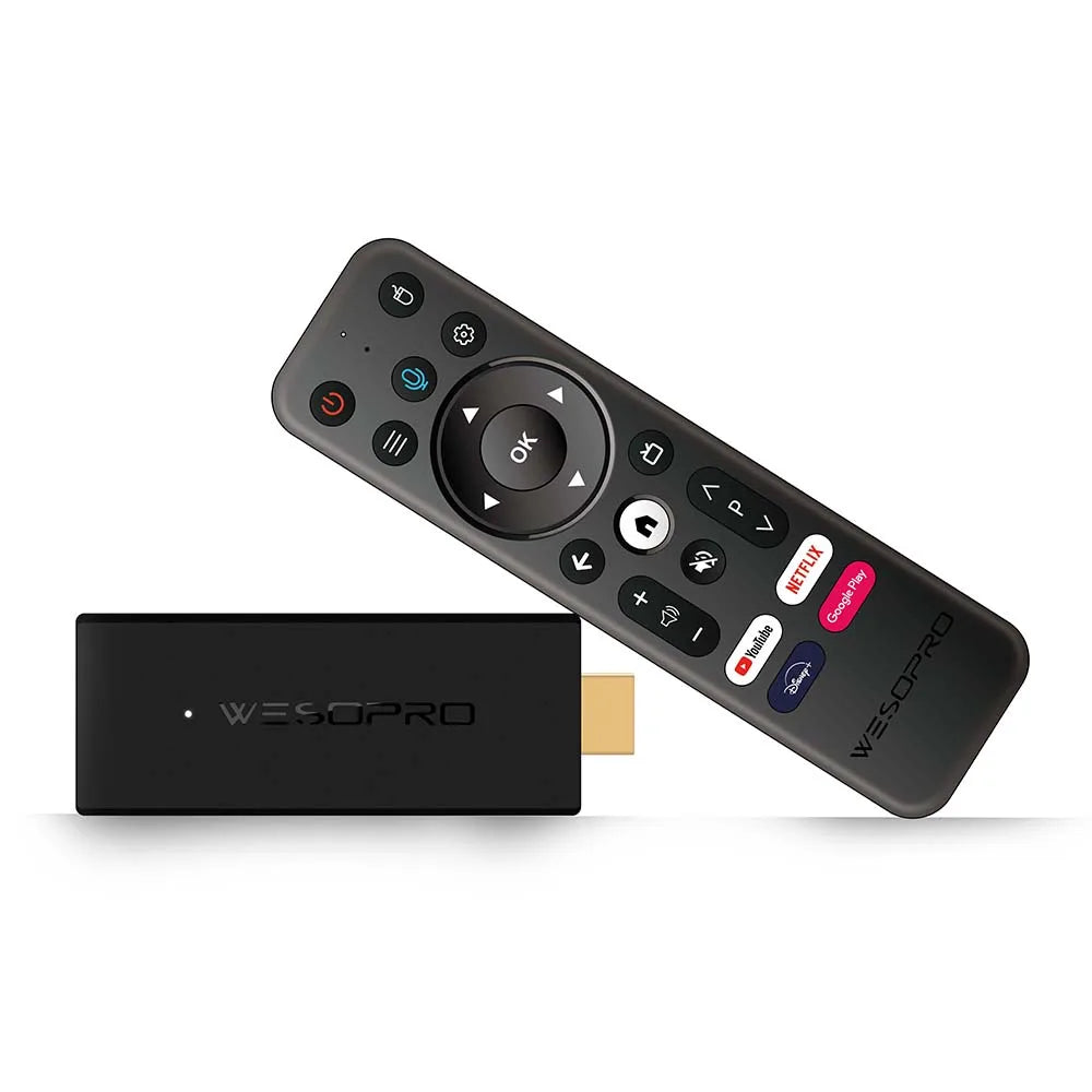 WESOPRO TV Stick G2 Android 12 Smart TV Dongle 2GB RAM 16GB ROM 2.4GHz 5.0GHz Wifi 6 BT5.0 H.265 4K 30pfs VS Xiaomi Mi TV Stick