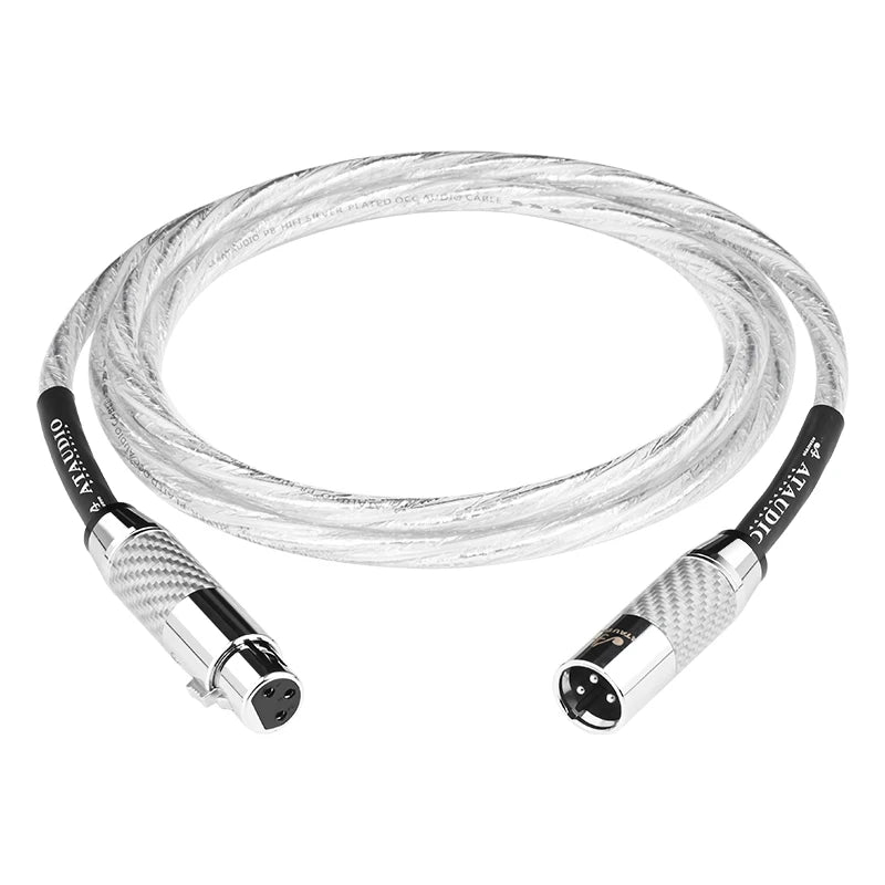 HiFi 2XLR Audio Cable Hi-End OCC Silver Plated 3 Pin XLR Male to Female Audio Cord for Microphone  Amplifier