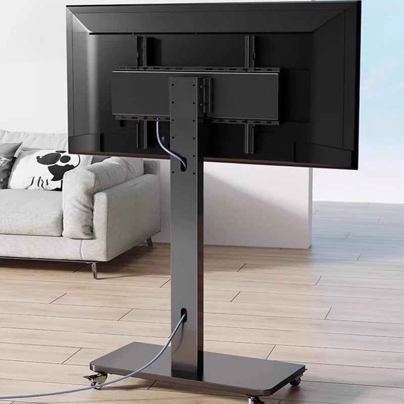 BEISHI Mobile TV Cart for 26-65 Inch TVs up to 110lbs Height Adjustable Shelf Rolling Floor Stand with Wheels VESA 600x400mm