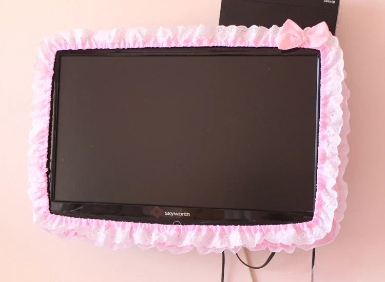 24-48INCHES TV Dust Cover Computer Monitor Protection Stick Wall-Mounted Desktop Curved Screen Soft Fabric Craft