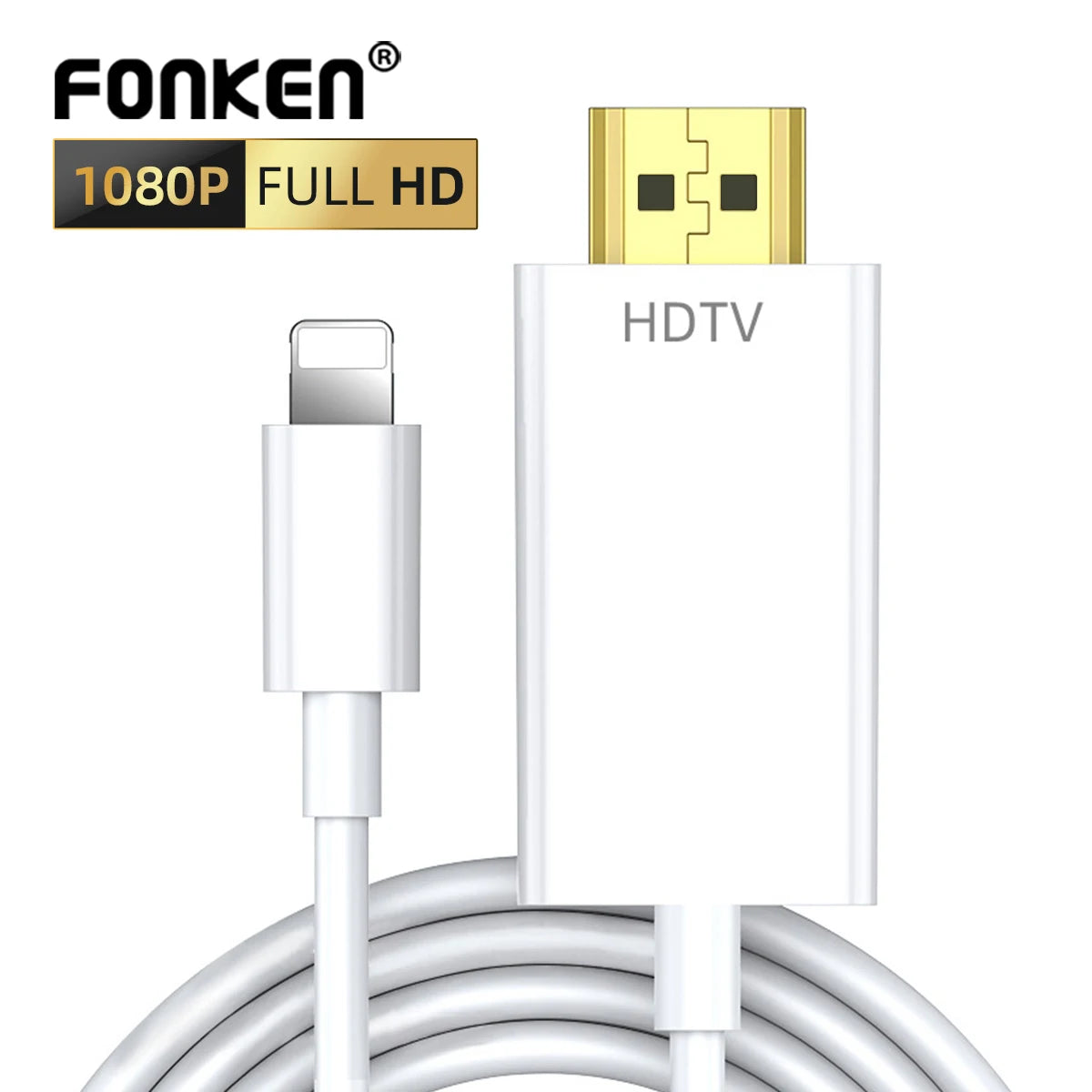 Lightning to HDMI Adapter for iPhone to TV, HDMI Cable to Apple, 1080P HD Digital AV Adapter Sync Video & Sound,  HDTV/Monitor
