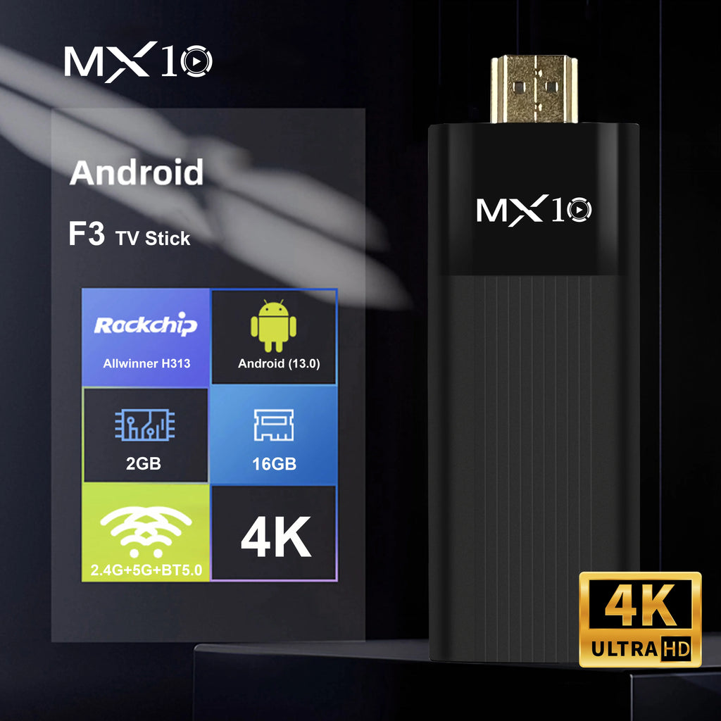 MX10 F3 Android 13 TV Stick HDR Set Top OS 4K 1080P H313 ATV Smart TV Sticks For Google YouTube Smart Media Player