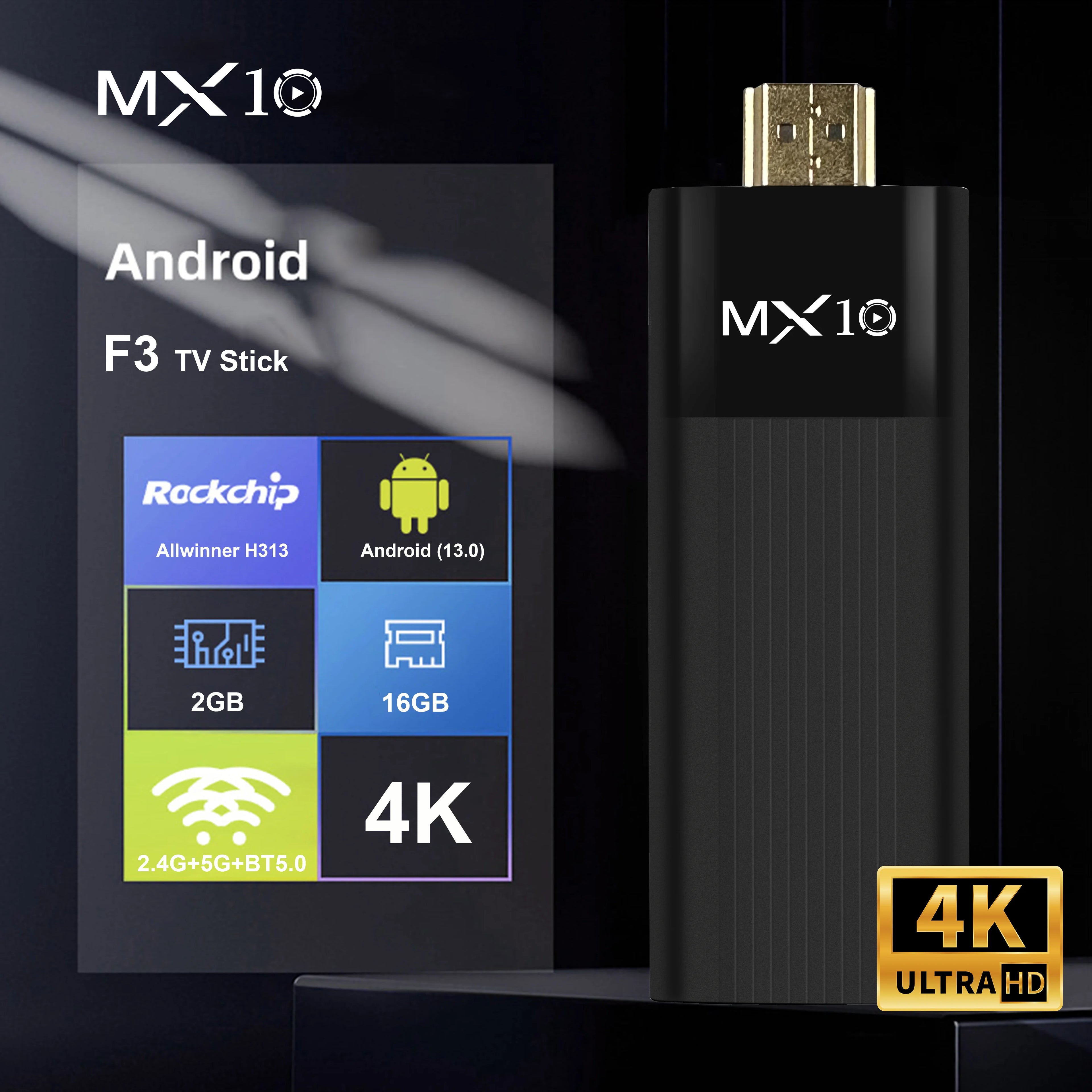 MX10 F3 Android 13 TV Stick HDR Set Top OS 4K 1080P H313 ATV Smart TV Sticks For Google YouTube Smart Media Player