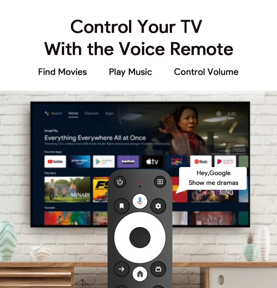 UBISHENG GD1 Google certified Android 11 4K BT Voice Remote S905Y4 AV1 2GB RAM 16GB ROM 5G WiFi Smart Android TV Box TV Stick