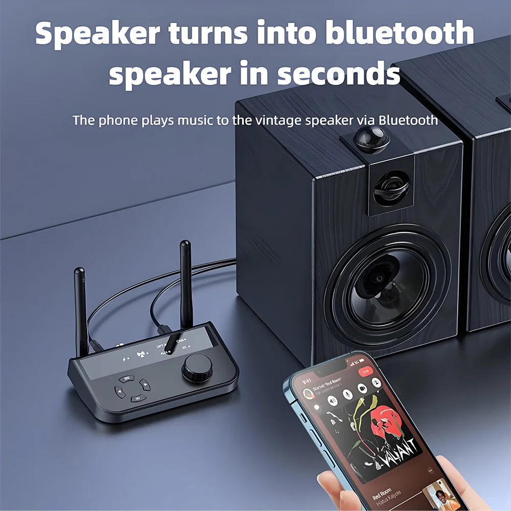Bluetooth 5.3 Audio Transmitter Receiver Wireless Music Adapter Pair 2 Devices BT 5.0 3.5mm Aux Jack RCA For TV Car PC Headphone