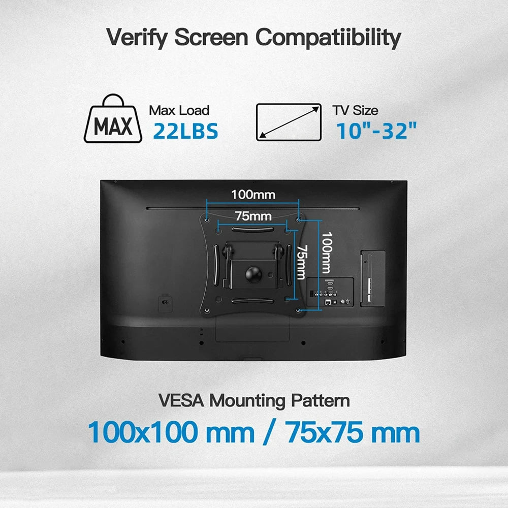 1 PCS Adjustable TV Monitor Wall Mount Bracket  for Most 13-27 In/10-32 in 360° Rotated Expansion tv Holder VESA 100*100mm
