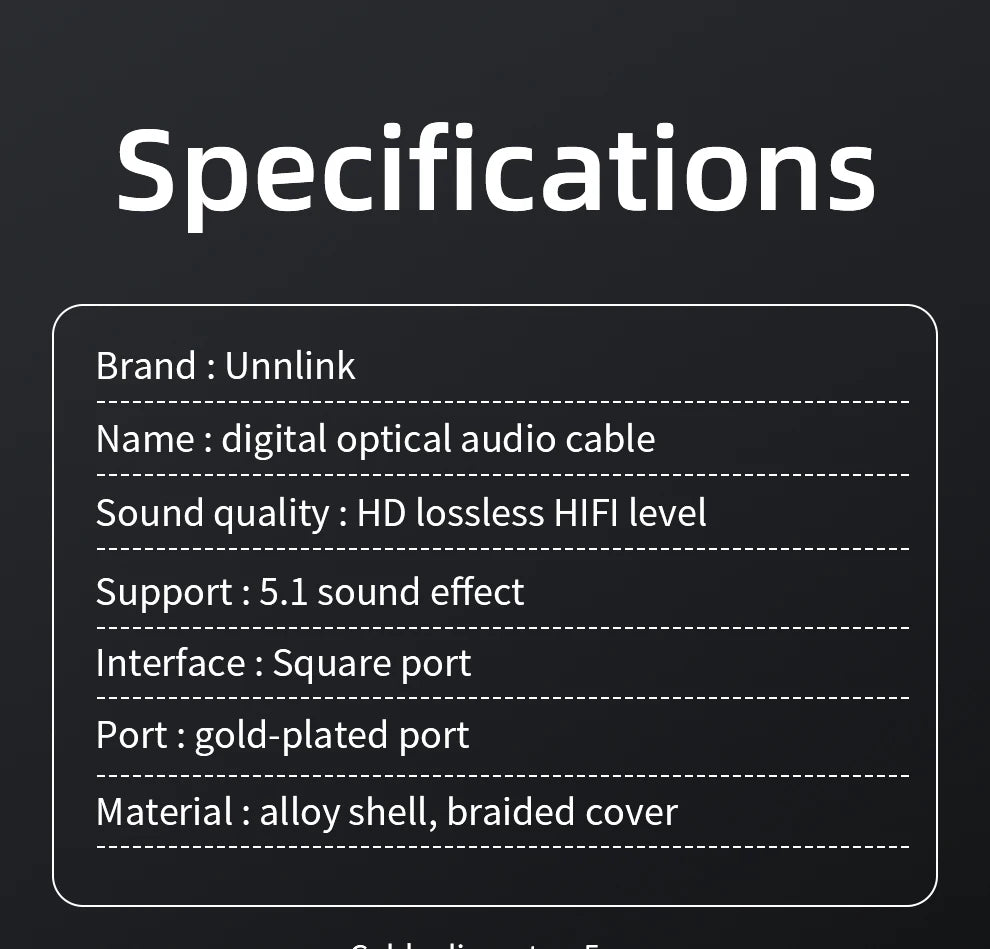 Unnlink SPDIF Optical Audio Cable Digital HIFI 5.1 Toslink Cable for TV box PS4 Speaker Blu-ray Xbox 360 Amplifier Subwoofer