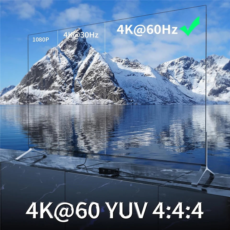 Navceker 4K 60Hz HDMI Extender Splitter 1x4 3D HDMI RJ45 Extender 60m Ethernet Transmission Over CAT5e/6/7 4 Channel 1 Loop Out