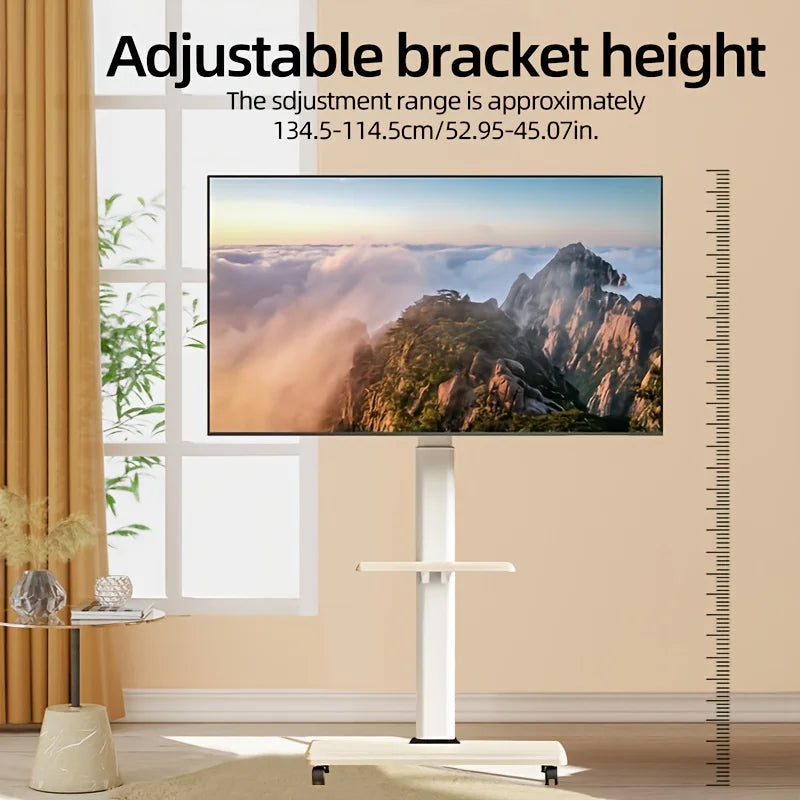 Heavy-Duty Mobile TV Stand for 26-75 Inch TVs - Rolling Floor Cart with Locking Wheels, Swivel & Height Adjustable, Holds 99lbs