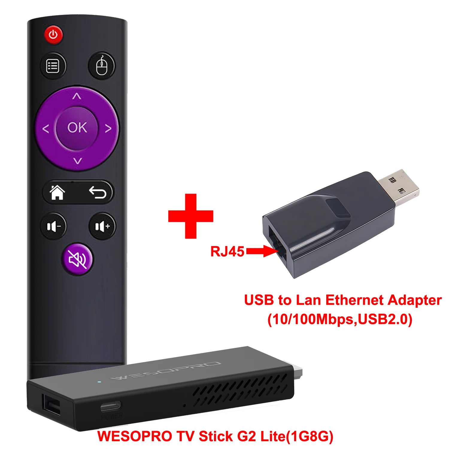 WESOPRO Android TV Stick G2 Lite Plus IPTV Dongle 1GB 2GB RAM 8GB ROM 2.4GHz 5.0GHz Wifi 4K Decoding Streaming Media Fire Stick