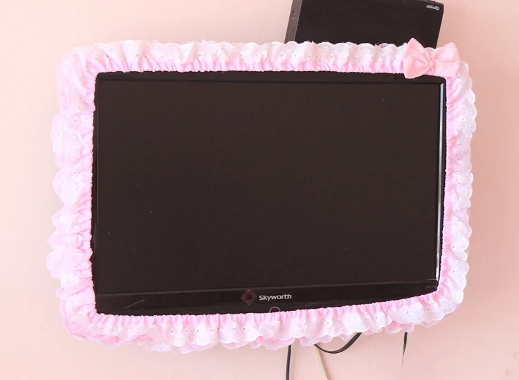 24-48INCHES Fabric TV Circle Power on Without Taking Out Dust Cover Monitor Screen Home Decorations Dust Cover with Elastic