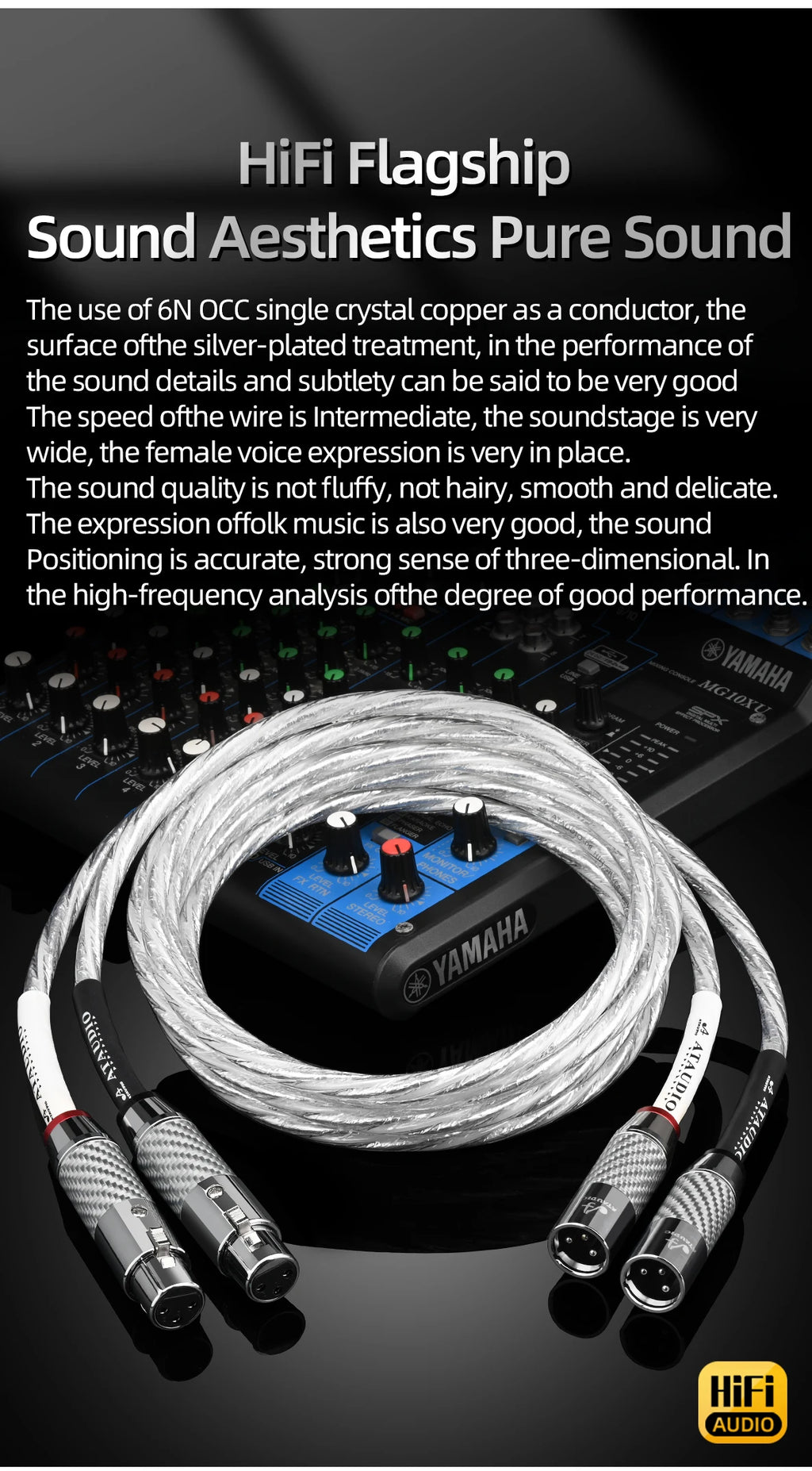 HiFi 2XLR Audio Cable Hi-End OCC Silver Plated 3 Pin XLR Male to Female Audio Cord for Microphone  Amplifier