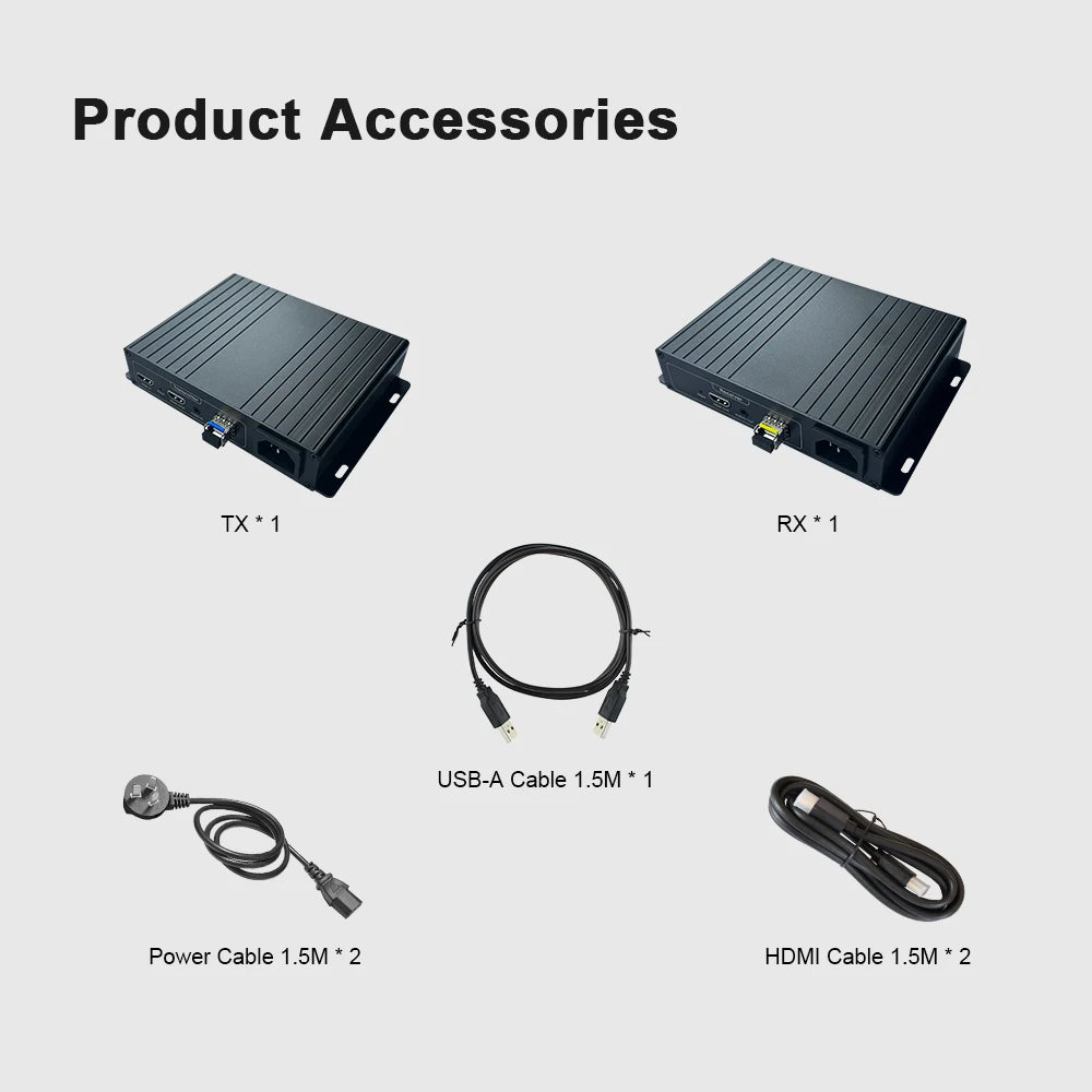 20Km HDMI Fiber Optic KVM Extender Video Transmitter Receiver HDMI Loop Over SC LC Fiber Cable for PS4 PS5 DVD PC To TV Monitor