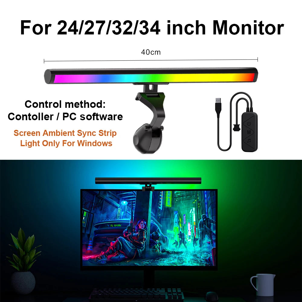 Smart Ambient TV PC Display Sync Computer Monitor Backlight LED Strip Light RGB Color DIY Game Holiday Atmosphere Decor Lamp