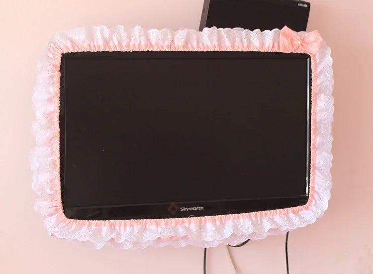 24-48INCHES TV Dust Cover Computer Monitor Protection Stick Wall-Mounted Desktop Curved Screen Soft Fabric Craft
