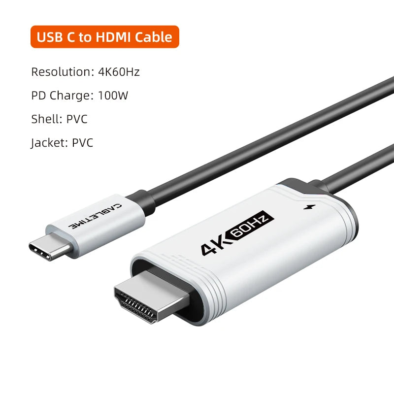 CABLETIME Switch 2 HDMI Cable USB C to HDMI Cable  Adapter 4K 60Hz HDR PD 100W for Nintendo Switch 1 Switch 2 OLED PS4/5 Laptops