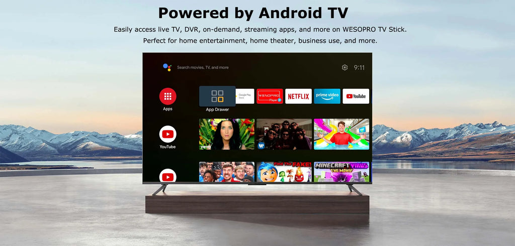 WESOPRO Android TV Stick G2 Lite Plus IPTV Dongle 1GB 2GB RAM 8GB ROM 2.4GHz 5.0GHz Wifi 4K Decoding Streaming Media Fire Stick
