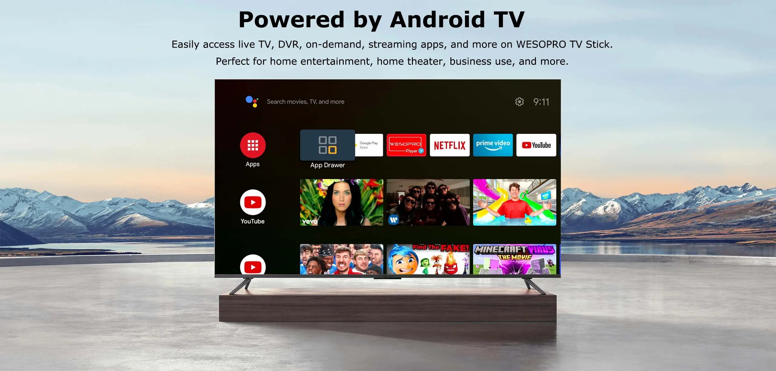 WESOPRO Android TV Stick G2 Lite Plus IPTV Dongle 1GB 2GB RAM 8GB ROM 2.4GHz 5.0GHz Wifi 4K Decoding Streaming Media Fire Stick