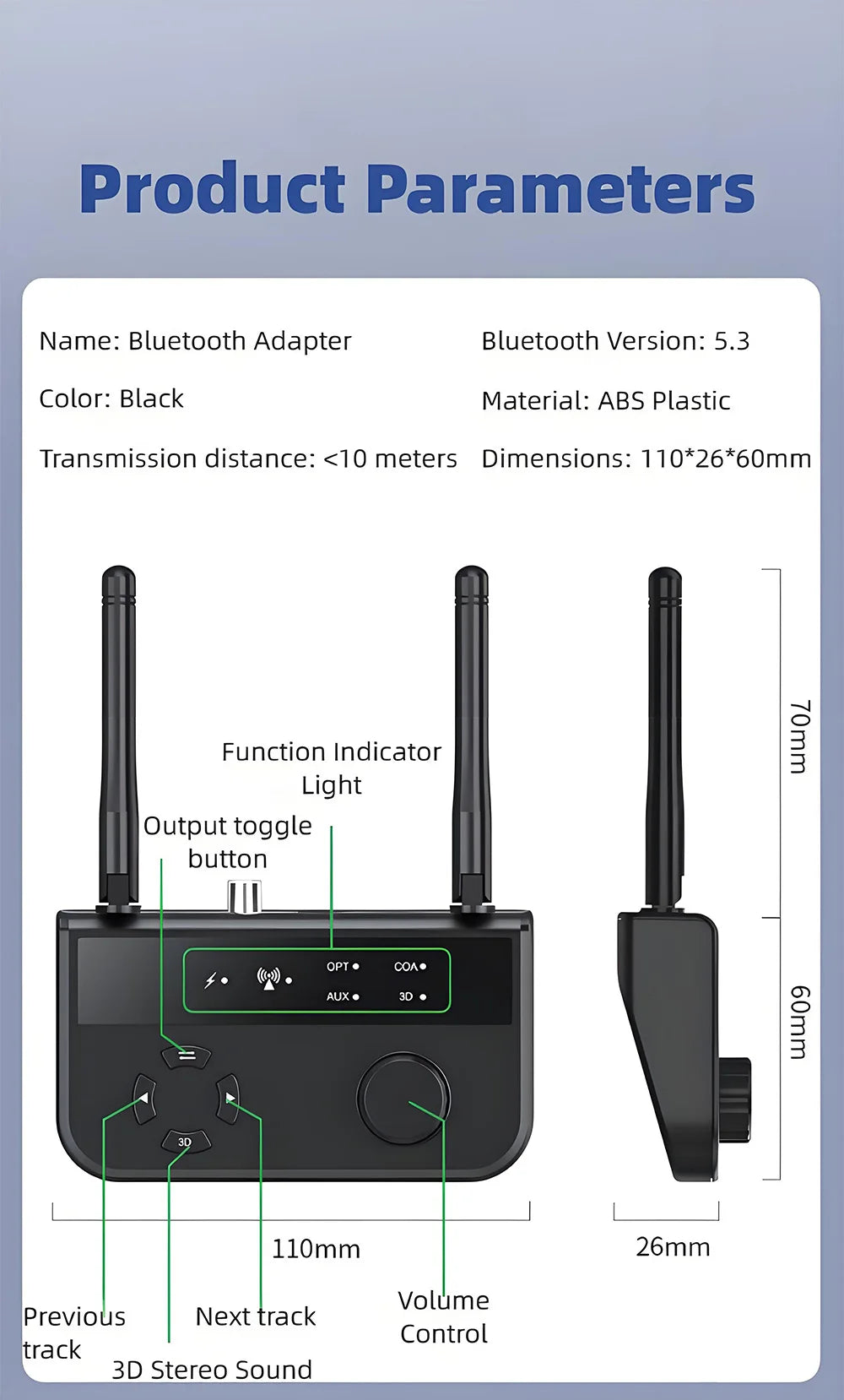 Bluetooth 5.3 Audio Transmitter Receiver Wireless Music Adapter Pair 2 Devices BT 5.0 3.5mm Aux Jack RCA For TV Car PC Headphone