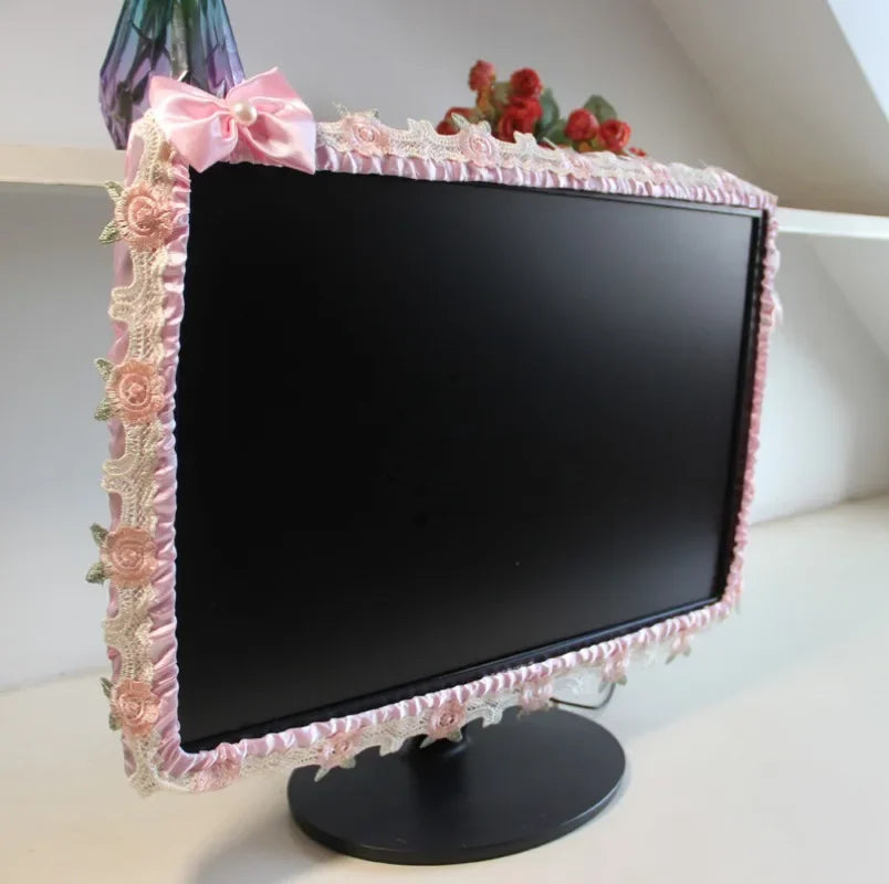 17-30INCH TV Dust Cover Computer Monitor Protection Stick Wall-Mounted Desktop Curved Screen Soft Fabric Craft