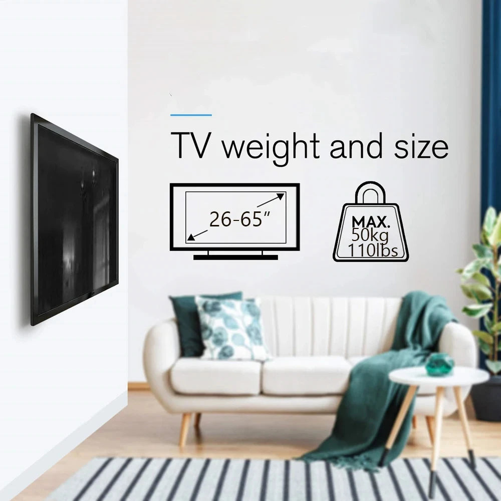 26-65inch TV Wall Mount Bracket Universal TV Mount Monitor Holder Adjustable Low Profile Flat TV Wall Mount for LCD LED Monitor