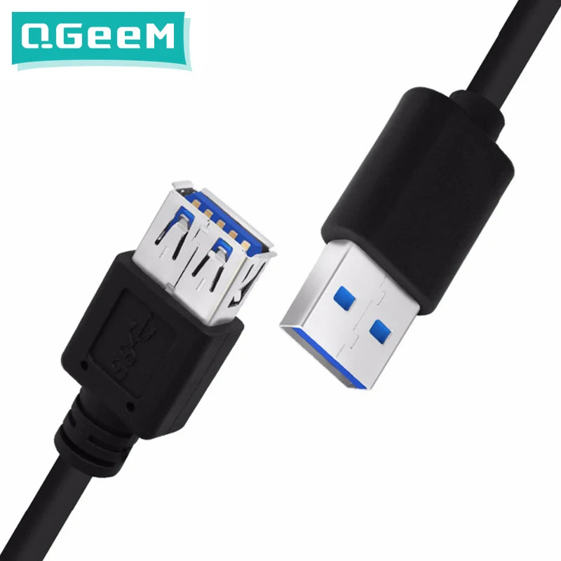 QGeeM USB Extension Cable USB 3.0 Cable Extender for PC Laptop Smart-TV PS4 Xbox SSD USB 3.0 2.0 Male to Female Cord Data Cable