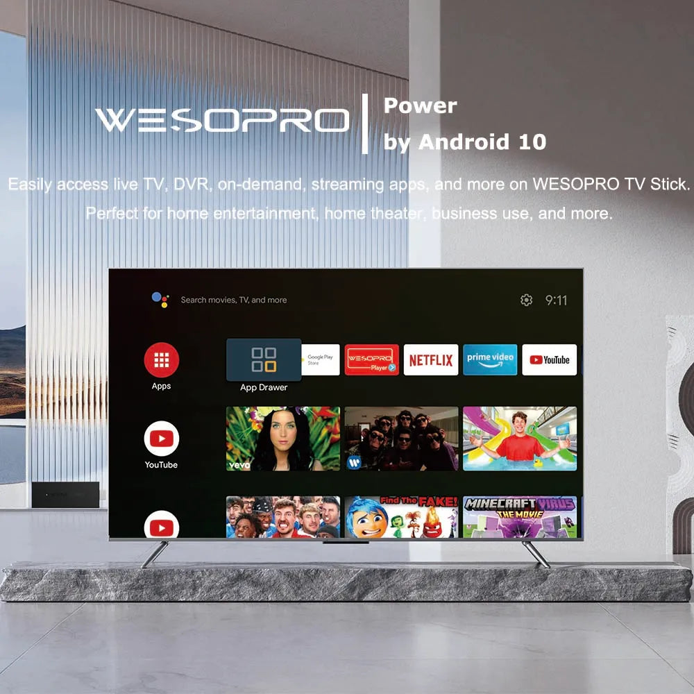 WESOPRO Android TV Stick G2 Lite Plus IPTV Dongle 1GB 2GB RAM 8GB ROM 2.4GHz 5.0GHz Wifi 4K Decoding Streaming Media Fire Stick