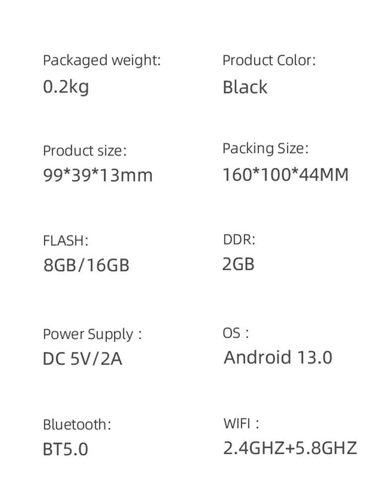 Global Version Android 13.0 8k smart TV Stick IATV Voice Control Dual 2.5G5G Wifi Multi Language 2GB RAM 16GB ROM Portable Stick