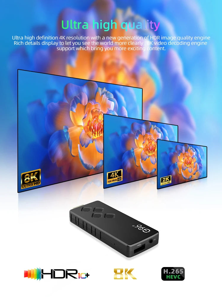 Global Version Android13 G96 TV Stick 8K HDR Portable Streaming Media 2GB16GB Multi Language TV Dongle Allwinner H313 Quad Core