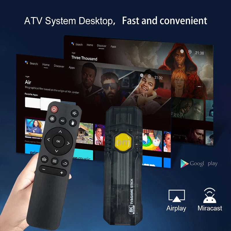 OM TV Stick Android 13 TV Stick HDR 4K 1080P Amlogic S905L WiFi 4G Smart TV Sticks 8GB 128GB Smart Media Player PK MX10 F3