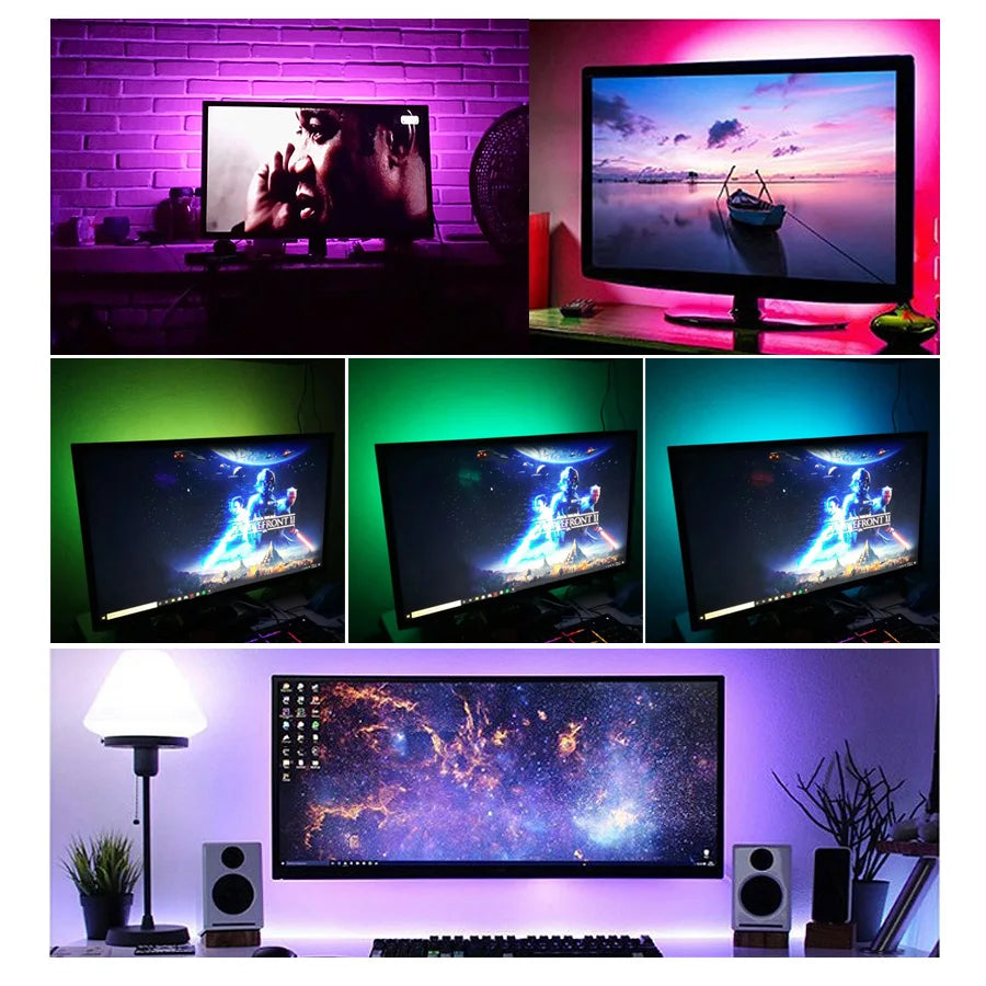 Usb Rgb Led Strip Light Self-Adhesive Ice String Tape 1M  20 Meters 15 Meters Led Chain Bulbs For Tv Backlight Children'S Room
