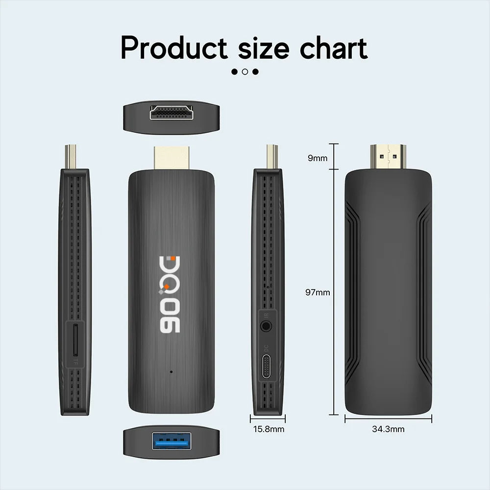 DQ06 ATV Mini TV Stick Android12 Allwinner H618 Quad Core Cortex A53 Support 8K Video 4K Wifi6 BT Voice Remote Smart TV Box
