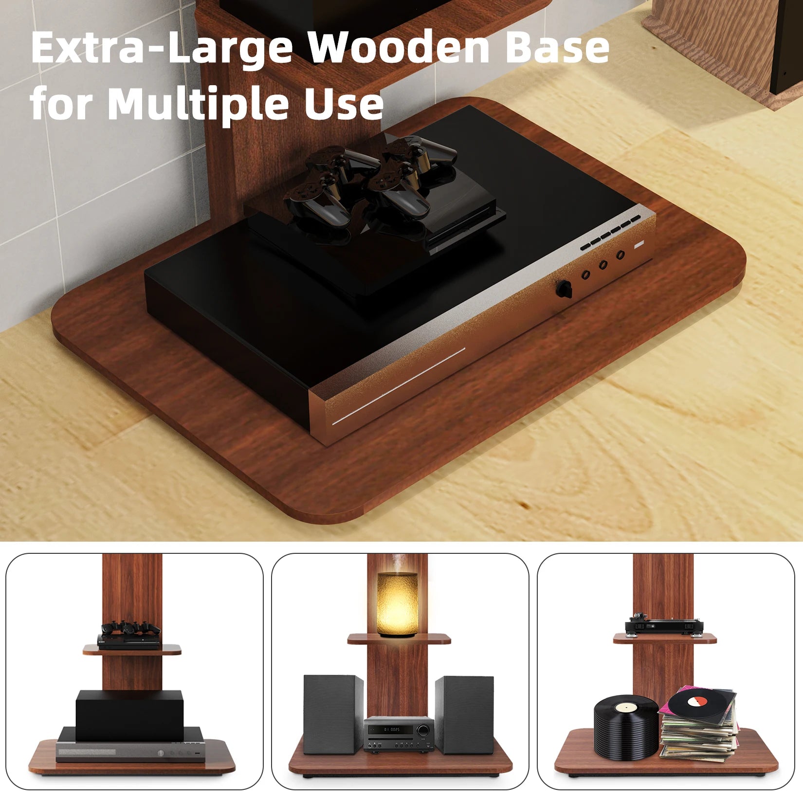 Wood Floor TV Stand Universal TV Mount for 32-65 Inch LCD LED Height Adjustable